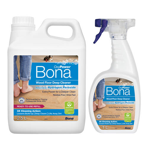Bona 1L & 2.5L Deep Cleaner Trigger Spray & Refill for Wood Floors Combo
