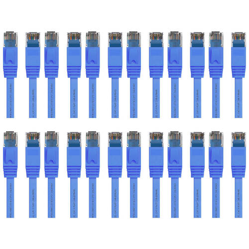 12PK Cruxtec CAT6 UTP Flat Gigabit-Speed Ethernet LAN Cable Blue 1m Plug & Play