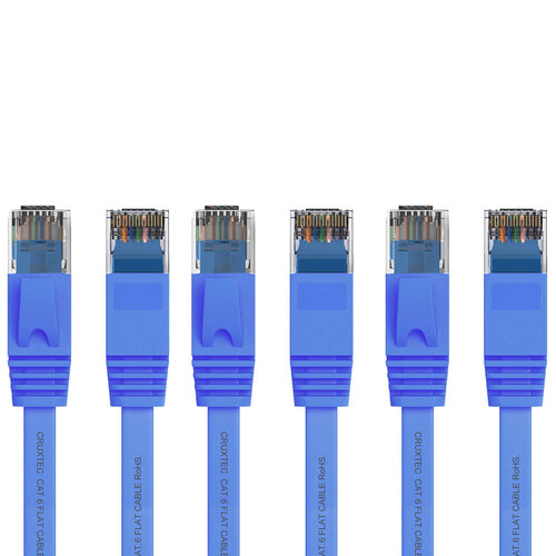 3PK Cruxtec RJ45 Internet LAN 5m Flat CAT6 UTP Ethernet Cable - Blue