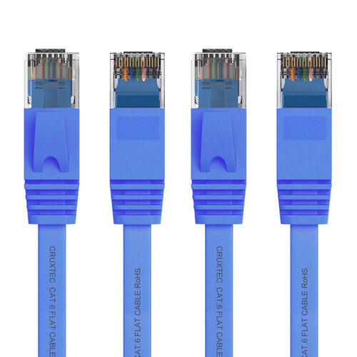 2PK Cruxtec RJ45 Internet LAN 10m Flat CAT6 UTP Ethernet Cable - Blue