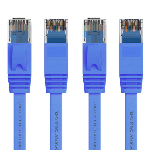 2PK Cruxtec RJ45 Internet LAN 15m Flat CAT6 UTP Ethernet Cable - Blue