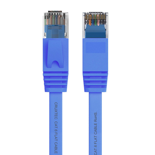 Cruxtec RJ45 Internet LAN 20m Flat CAT6 UTP Ethernet Cable - Blue