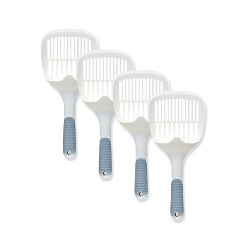 4PK Freecat Jumbo Sized Rust Proof Pet Cat Litter Shovel Scoop White/Blue