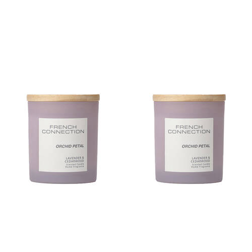 2PK French Connection Orchid Petal (Lavender & Cedarwood) Medium Candle 200g
