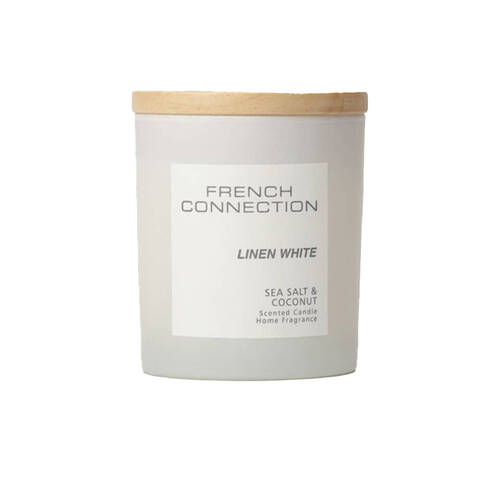 French Connection Linen White Sea Salt & Coconut 1 Wick Medium Candle 200g