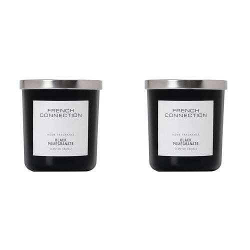 2PK French Connection Black Pomegranate 2 Wick 30hr Medium Candle 251g