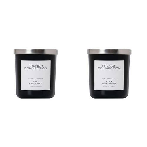 2PK French Connection Black Pomegranate 1 Wick 30hr Small Candle 158g