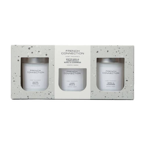 3pc French Connection White Collection Scented Candle Gift Set 64g