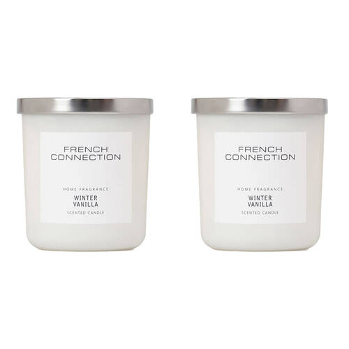 2PK French Connection Winter Vanilla 2 Wick 30hr Medium Candle 251g