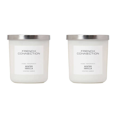 2PK French Connection Winter Vanilla 1 Wick 30hr Small Candle 158g