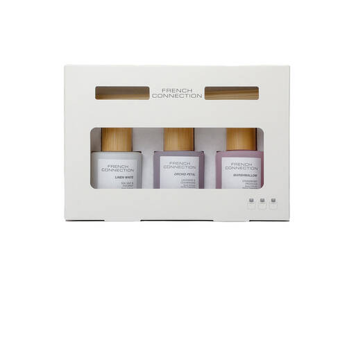 3pc French Connection Orchid Petal, Linen White & Marshmallow Diffuser Set 50ml