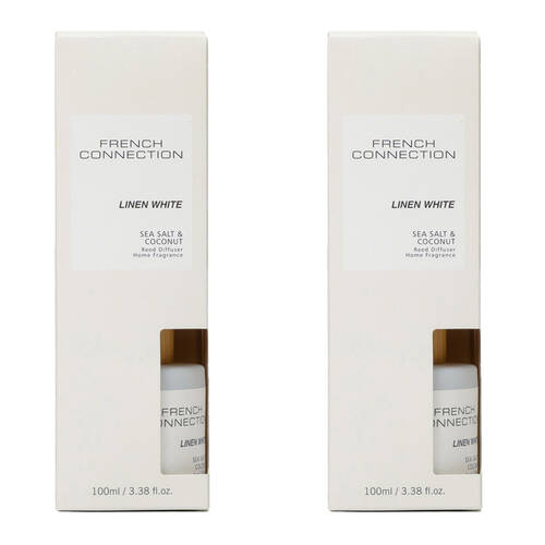 2PK French Connection Linen White Sea Salt & Coconut Liquid Diffuser 100ml