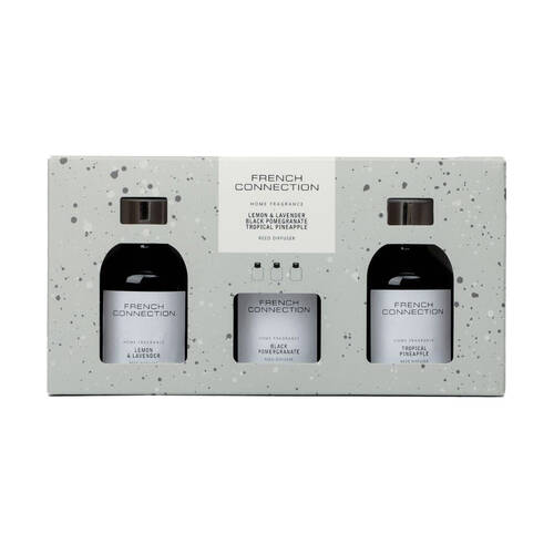 3pc French Connection Black Collection Home Fragrance Liquid Diffuser Set 60ml