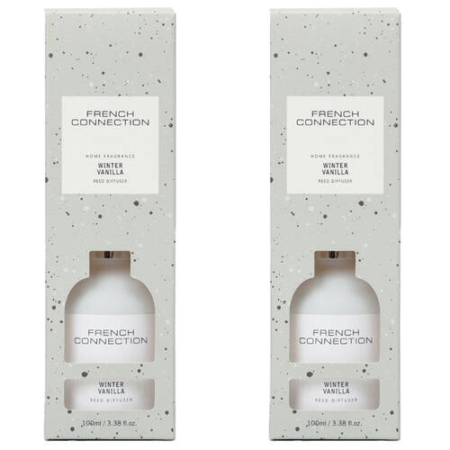 2PK French Connection Winter Vanilla Liquid Reed Diffuser Set 100ml