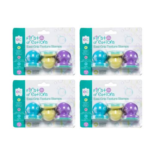 4x 3pc First Creations Easi-Grip Modelling Clay Texture Stamps Kids Activity 12m+