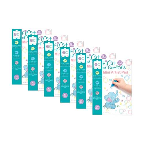 6PK First Creations Mini Artist Pad 100gsm Art Paper Kids Crafts 30 Pages 12m+