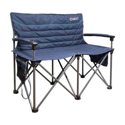 Quest Outdoors Castaway 2 Seater Outdoor Sofa Padded Durable 300kg Max Midnight