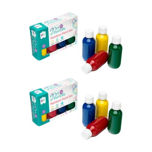 2x 4pc First Creations Rainbow Paint Set Non-Toxic Washable Kids 100ml 12m+