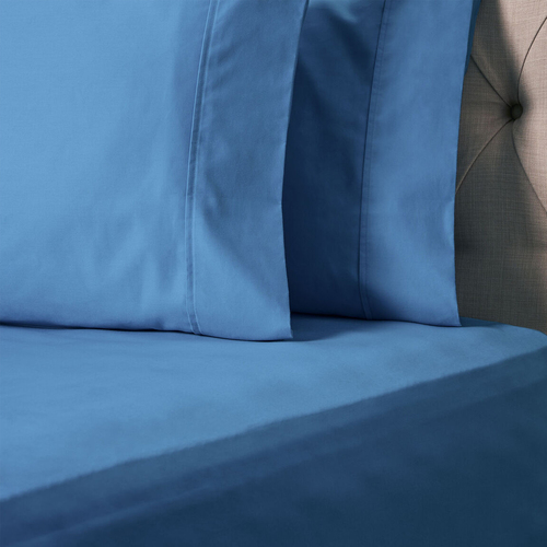 Sheraton Luxury Maison Queen Bed Cotton 1000TC Fitted Sheet Storm Blue