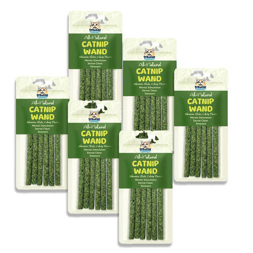 6PK 6pc Freecat All Natural Catnip Wand Silvervine Sticks Pet Cat Dental Care