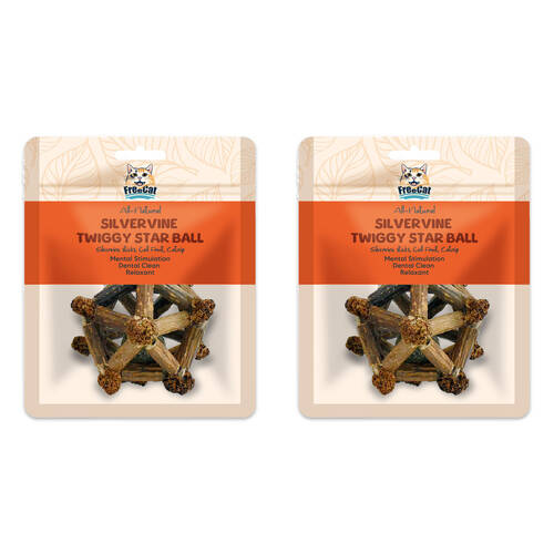 2PK Freecat All Natural Silvervine Twiggy Star Ball Pet Cat Dental Care