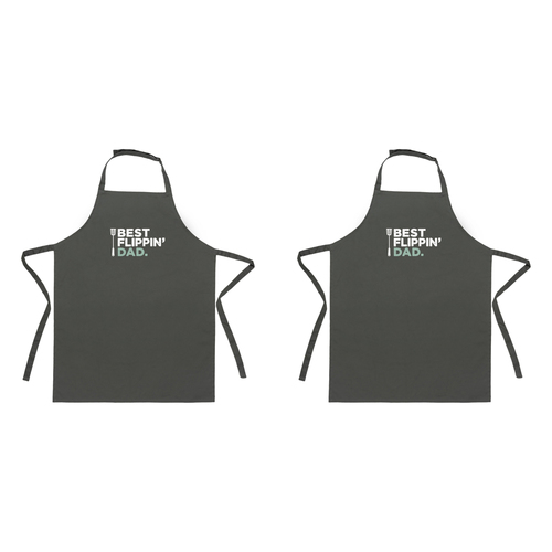 2x Splosh Fathers Day Best Flippin Dad Black Apron Cooking 90cm Polyester