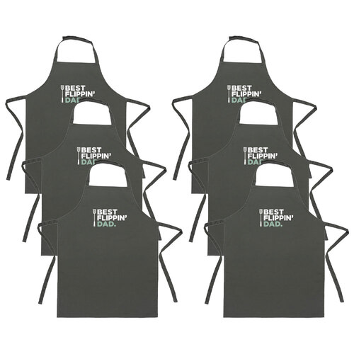 6x Splosh Fathers Day Best Flippin Dad Black Apron Cooking 90cm Polyester