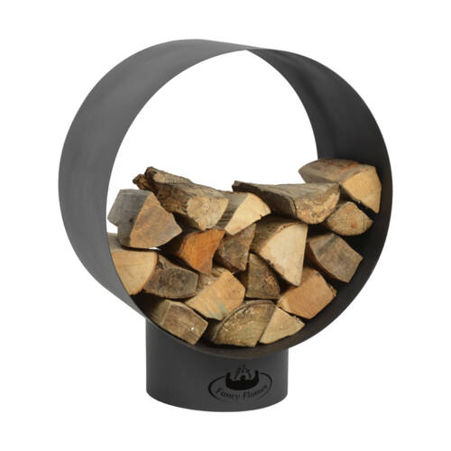 Esschert Design Round Steel Log Rack Indoor Outdoor Black