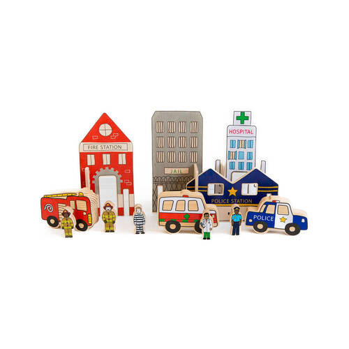 Freckled Frog Wood Happy Architect Emergency Kids Pretend Play Toys 2y+