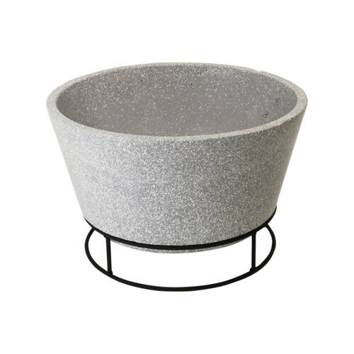 Esschert Design Concrete Look Ceramic Fire Bowl Garden Camping 47cm Grey