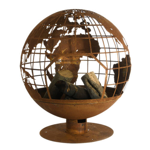 Esschert Design Fire Ball Pre-Rusted Laser Cut Globe Indoor Outdoor Brown