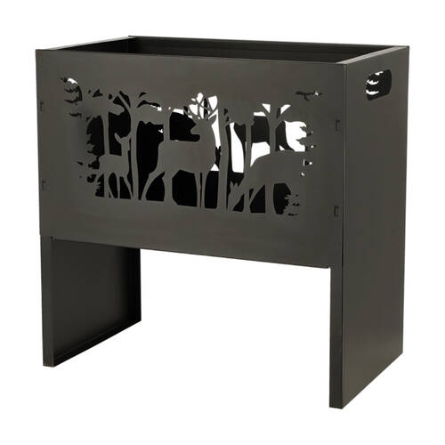 Esschert Design Rectangular Fire Basket Deer Garden Camping 50.7cm Black