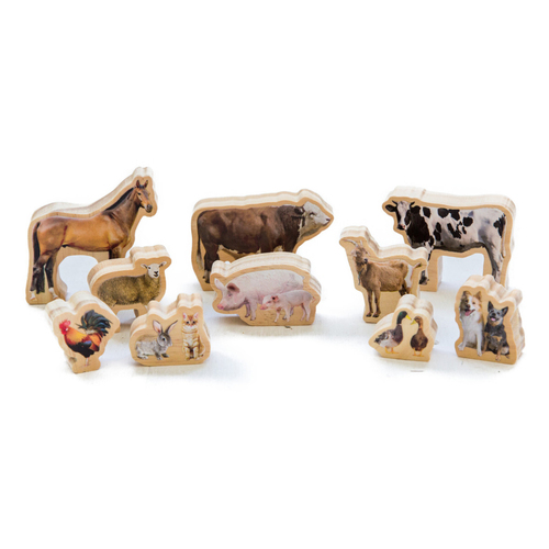10pc Freckled Farm My Farm Animals Kids Wooden Toy 12m+