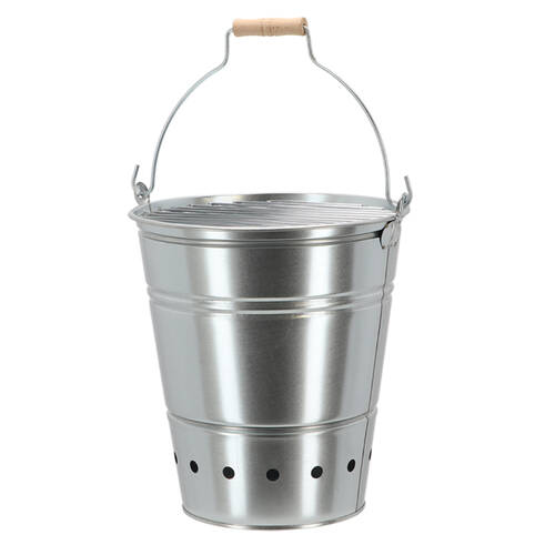 Esschert Design Portable Barbecue Bucket Outdoor BBQ Grill Silver