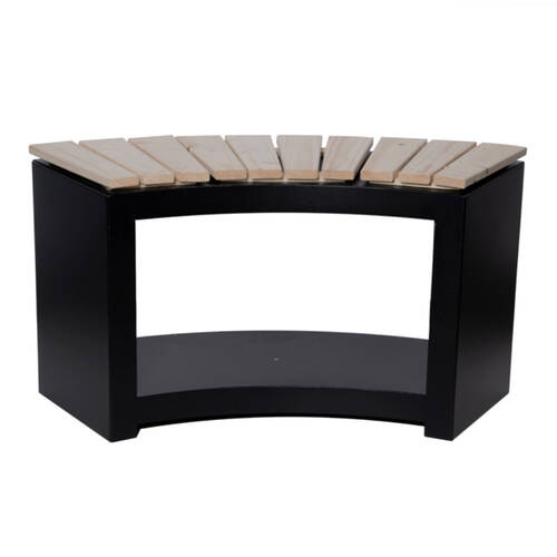 Esschert Design Curved Garden Bench w/ Wood Storage Outdoor 90.2cm Black