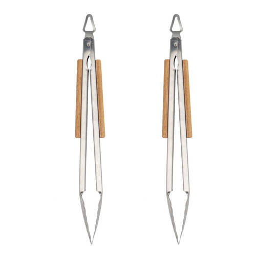 2PK Esschert Design Stainless Steel Barbecue Tongs Cooking 45.4cm Silver