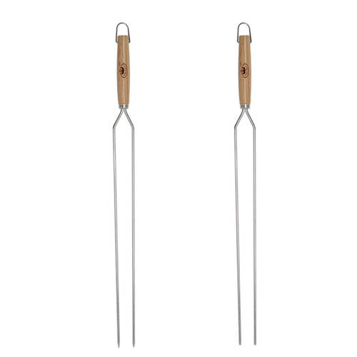 2PK Esschert Design Wide Double Prong BBQ Skewer Stainless Steel Silver