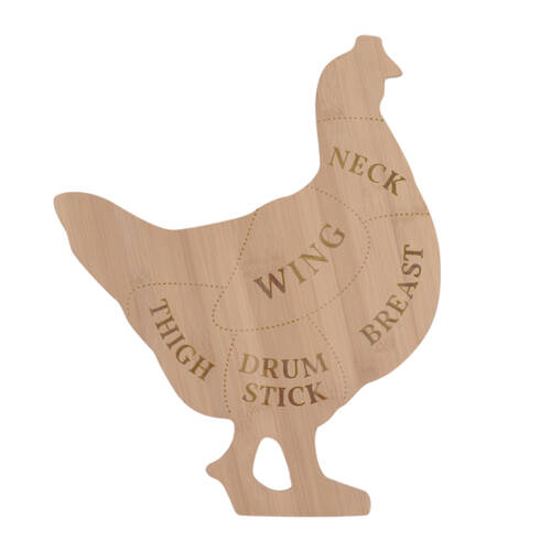 Esschert Design Chicken Chopping Board Bamboo Cutting Large Natural