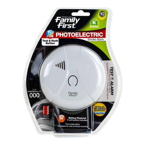 Family First Photoelectric Smoke Alarm Bedroom w/Test Button 9V Living Room