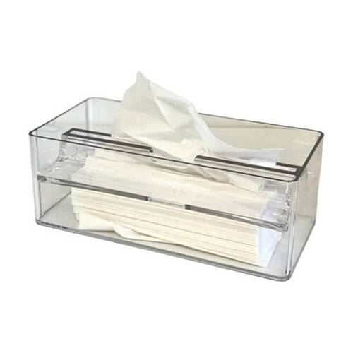 SS Collective Acrylic Tissue Box With Silver Trim Home Decor Clear