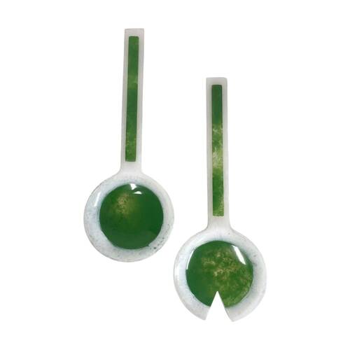 2pc SS Collective Porto Green & White Resin Salad Servers Utensil Set 30cm