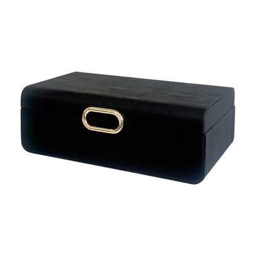 SS Collective Black Decorative Rectangle Box W/ Gold Badge Small 24x12x8cm