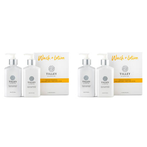 2x 2pc Tilley Classic White Tahitian Frangipani Wash & Lotion Set Hand Body