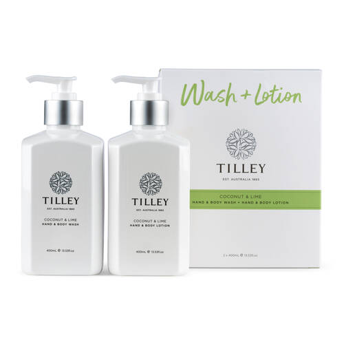 2pc Tilley Classic White Coconut Lime Wash & Lotion Twin Pack Hand Body 2x400ml