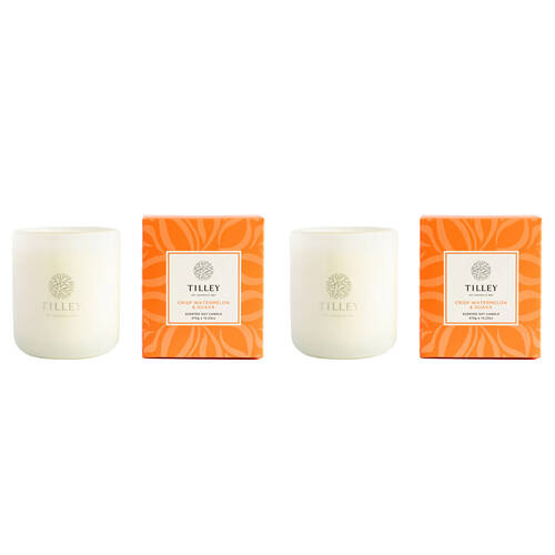 2PK Tilley Classic White Crisp Watermelon & Guava Soy Candle Scented 375g