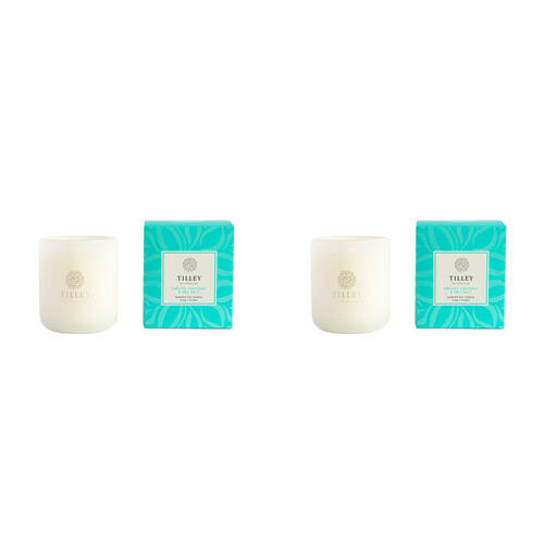 2PK Tilley Classic White Creamy Coconut & Sea Salt Soy Candle Scented 375g