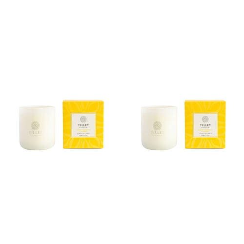 2PK Tilley Classic White Suede Tobacco & Amber Soy Candle Scented 375g