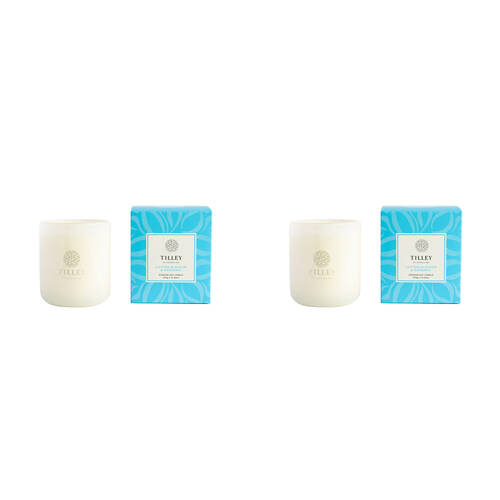 2PK Tilley Classic White Cotton Blossom & Gardenia Soy Candle Scented 375g