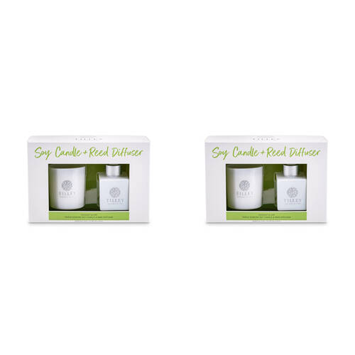 2x 2pc Tilley Classic White Coconut & Lime 160g Candle 75mL Reed Diffuser Pack