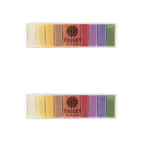 2PK 10pc Tilley Classic White Vivid Rainbow Soaps Pack Ten Fragrances 10x50g
